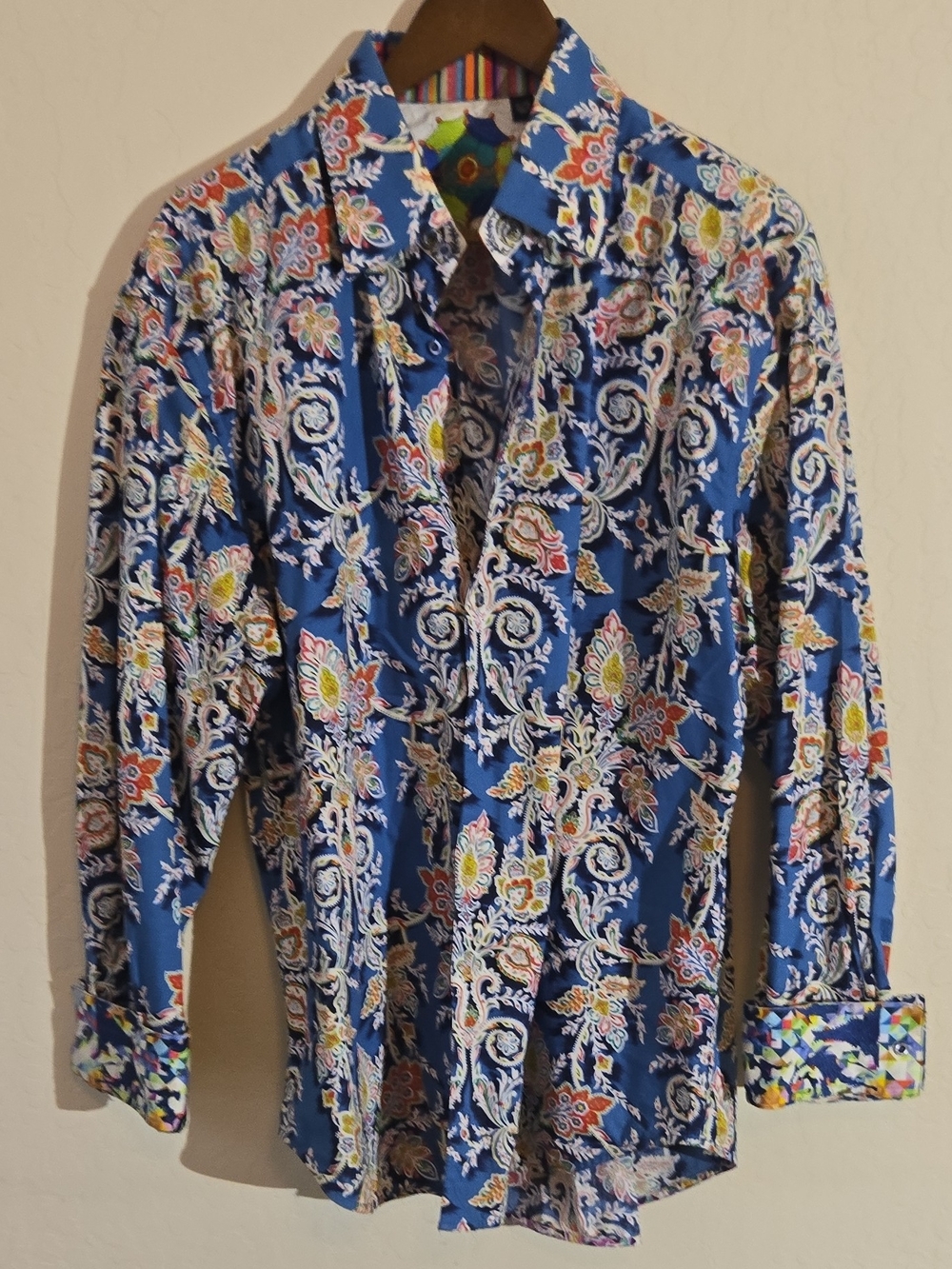 Robert Graham Blue Multicolor Floral Paisley Button-Down Shirt